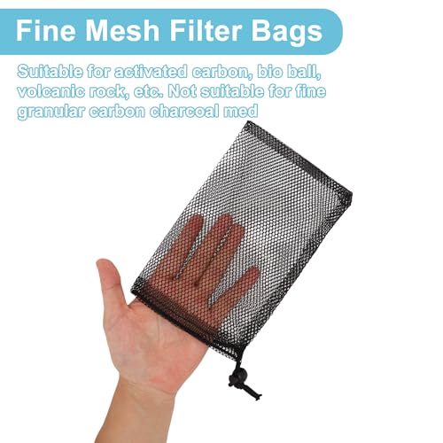 Aquarium Filter Media Bags, Fine Mesh Filter Bags, Mesh Bags for Activated Carbon Resin Filters, Reusable Fish Tank Filter Bags, Black, 9.8"x5.9" 6Pcs