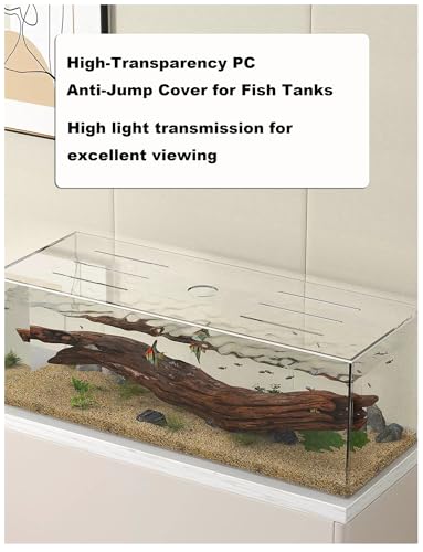 Anti Jump Aquarium Cover, 3 mm Clear Fish Tank Lid with Feeding Hole and Vent Slots, Transparent Top Cover for Open Aquariums, Shrimp Tanks(20.1x9.8in) - size: 20.1x9.8in