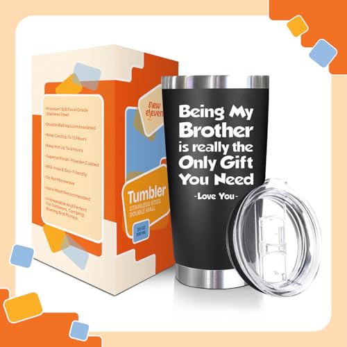 NewEleven Funny Fathers Day Gift For Brother - Birthday Gift For Big, Little Brother, Siblings, Brothers In Law - Funny Gag Gifts For Young Men, Teen Boys - 20 Oz Tumbler - color: Being brother black