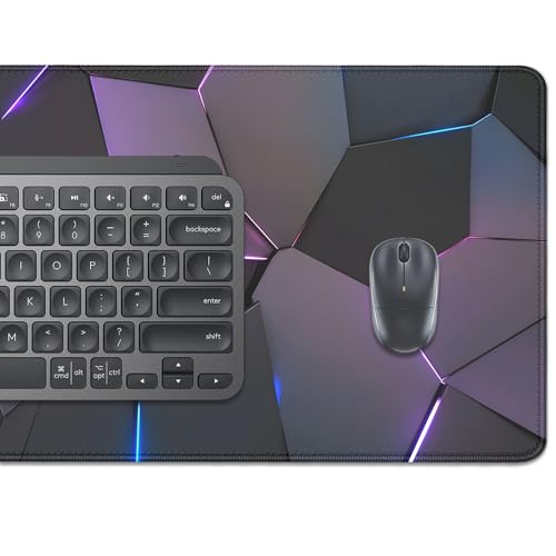 Cool Polygons Desk Pad Mouse Pad,Large XL Technology Mouse Mat with Stitched Edges,Non-Slip Rubber Base Mousepad for Office PC Keyboard Laptop and Home Work Desk Mat(27.5X11.8 in) - color: Cool polygons