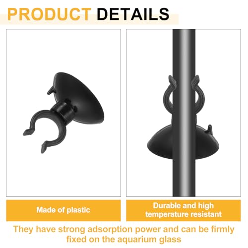 uxcell 20Pcs Aquarium Suction Cup Clips, 13mm Airline Tube Holders Clamps Cup Holder Sucker Tube Sucker for ID Airline Tubing Fish Tank, Black