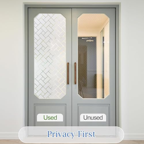 Coavas Frosted Window Privacy Film Static Cling Non-Adhesive for Glass Windows, Heat Control UV Blocking Sun Blocking Anti Glare, Day and Night Bathroom Home Office Cover, 17.5"x78.7" - color: White, size: 17.5 x 78.7 Inch