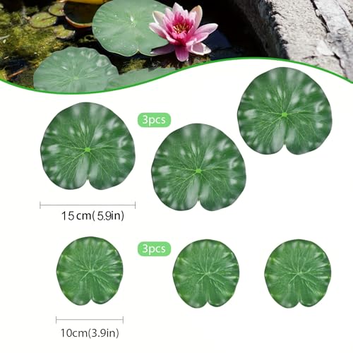 6Pcs Floating Lily Pads for Ponds: Realistic Lily Pads Leaves, Artificial Floating Foam Lotus Leaves Pond Decor for Pond Pool Koi Fish Patio Aquarium