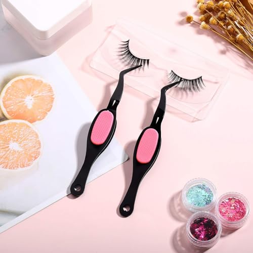 Mudder 3 Pieces Reverse Craft Tweezers Crossing Lock Tools Stainless Steel Tweezers Grip Precision Curved Beading Jewelry Tools for DIY Craft Supplies
