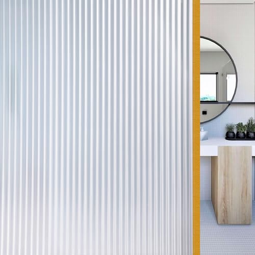 Window Privacy Film Stripe Pattern Non Adhesive Static Cling Frosted Window Film 3D Window Decals Sun Blocker Heat Control Vinyl Stickers for Bedroom Home Office Living Room (White, 11.8 x 78.7 Inch) - color: Narrow Stripe, size: 11.8'' x 78.7''