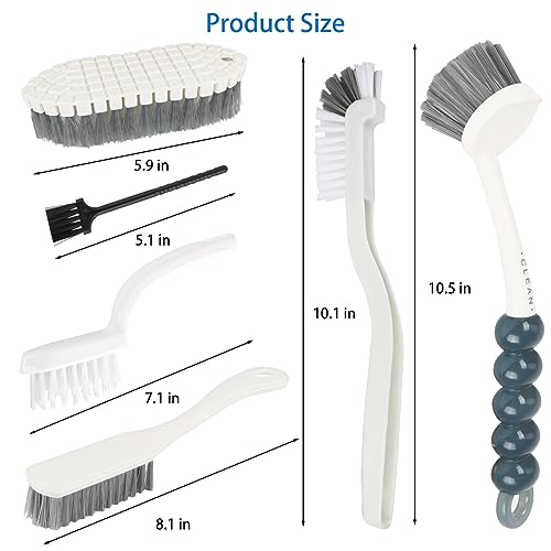 6 Pack Multipurpose Household Cleaning Set, Deep Cleaning Brush Set with Grips - Dish, Scrub, Bottle, Shoe, Groove Gap, Keyboard Brush for Kitchen, Bathroom (B)
