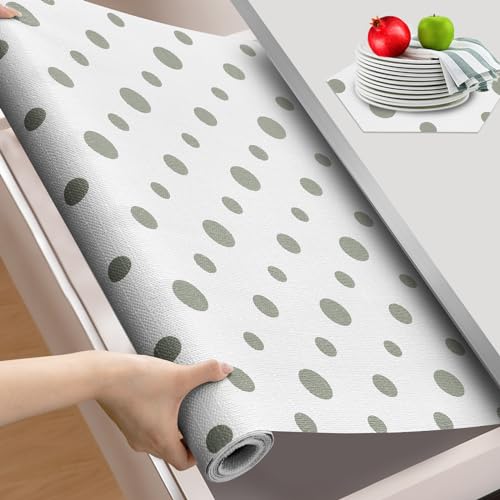 Beautysaid Shelf and Drawer Liner for Kitchen Cabinet, Non Adhesive Non Slip Shelf Paper Waterproof Washable Thickened for Dresser Pantry Shelve Bathroom Protector Liner(Polka Dot,12 in x 10 FT) - color: Polka Dot, size: 12"W x 118"L