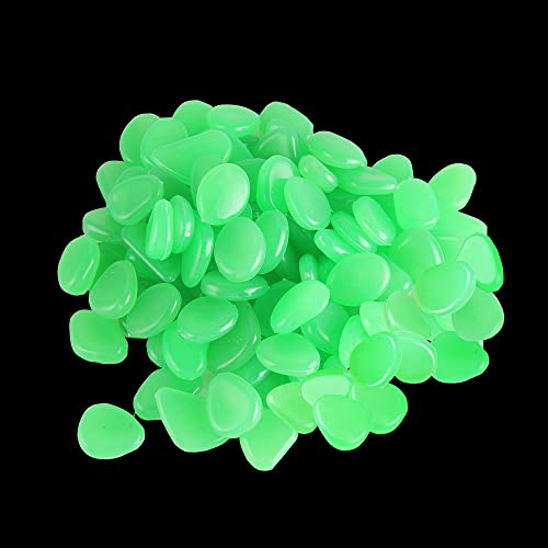 Muzero Glow in The Dark Pebbles, 200pcs Green Glowing Rocks Luminous Stone for Fish Tank, Garden Yard, Path Patio Aquariums Rocks Decor Light Up Rocks - color: Green, size: 200pcs