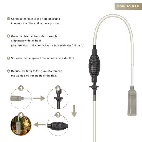 Fish Tank Cleaning Essentials: 8.5ft Aquarium Vacuum, Gravel Vacuum, and Siphon Pump for a Spotless Aquarium
