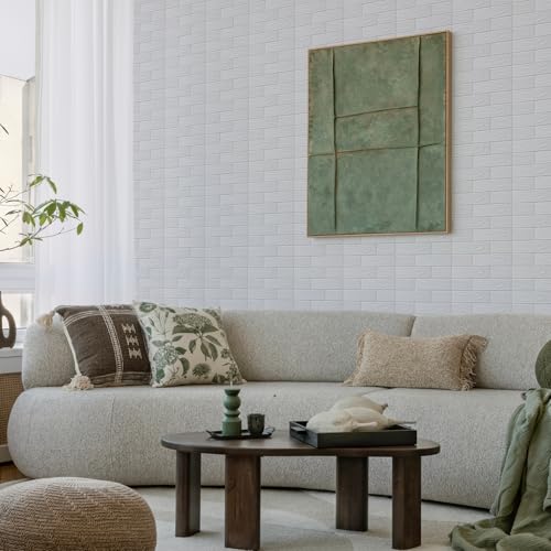 30 Pack 3D Wall Panels Peel and Stick, Waterproof Foam Stone 3D Wallpaper, Self Adhesive Foam Wallpaper for Bedroom Bathroom Kitchen (13.7 * 15.1in) - color: White, size: 30 PACK