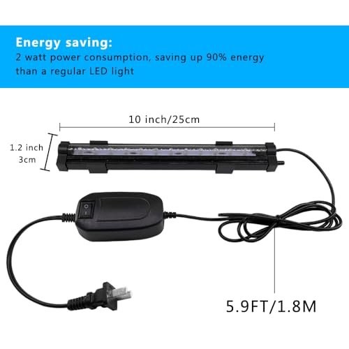 PULACO 2W Aquarium Fish Tank Air Stone with Automatic Color Changing LED Light (Length -10" for Small Fish Tank) for Aquarium Air Pump