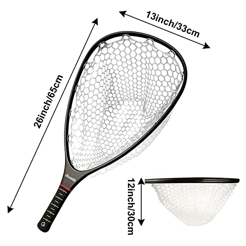 Aventik Fly Floating Fishing Net Carbon Fiber Landing Trout Net Light Weight Clear Rubber Ghost Net Catch & Release - color: Standard black with smoke magnetic release