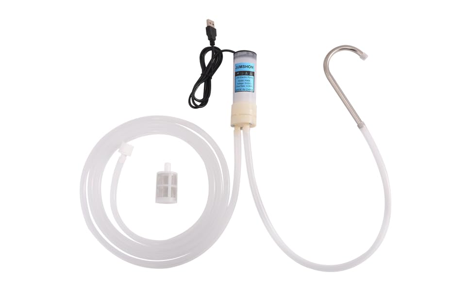 Portable USB DC 5V Food Grade Self Priming Siphon Pump with 6.5FT Hose, 2L/Min Low Noise Water Transfer Pump for Ice Maker, Coffee Machine and Water Cooling System