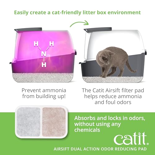 Catit Airsift Dual Action Air Purifier Pad, 2 Pack – Two Media Filter to Keep Litter Box Odors at Bay