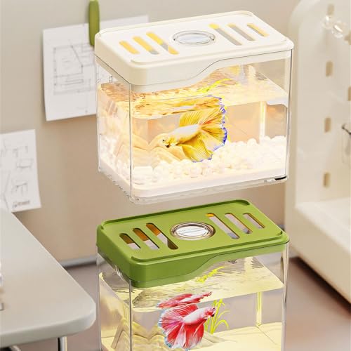 Multifunctional Aquarium with Led Lights, Clear Desktop Fish Bowl for Home Decor Tanks Led Desktop Aquarium Square Clear Tanks - color: Green, size: E