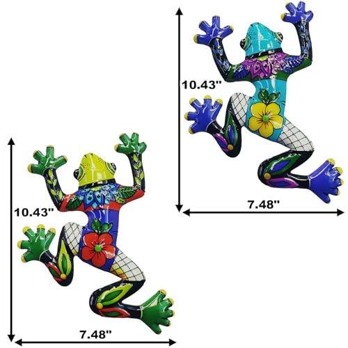 John's Studio 2Pcs Metal Frog Wall Decor Outdoor Garden Hanging Art Sculptures Home Ocean Theme Decorations for Kitchen Bathroom and Pool - color: Frog 2PCS