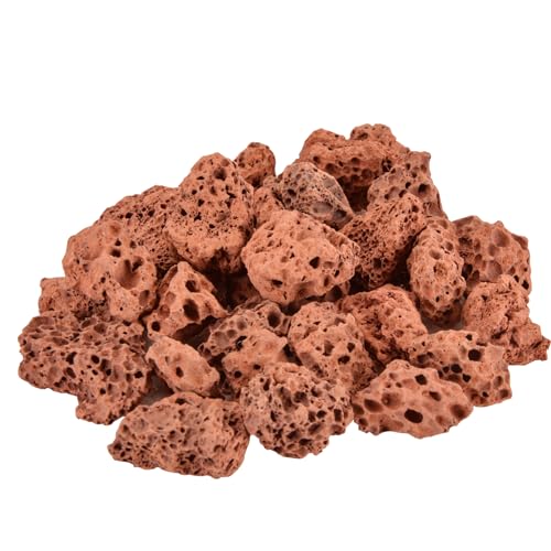 Mr. Fireglass 10 Pounds Red Natural Lava Rock for Indoor Outdoor Gas Fire Pits Fireplaces | Volcanic Lava Stones for Decorating Garden Landscaping, Potted Plants, 0.3"-0.6" - color: Red, size: 0.3"-0.6"