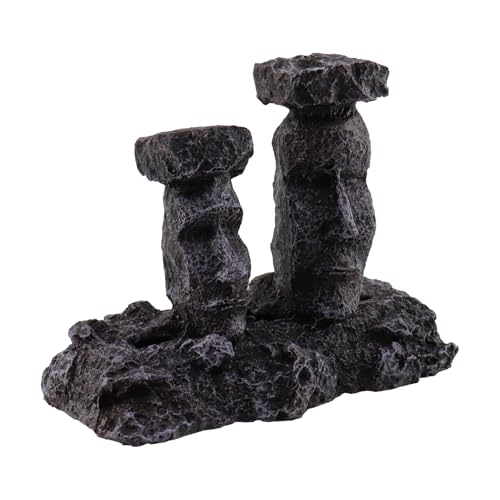 Moai Statues Aquarium Decorations, Fish Tank Easter Island Air Stone Decor, Special Bubble Stone for Aquarium Decor, Airline Tubing Accessories for Oxygenation(Gray Moai Statues) - color: Gray Moai Statues