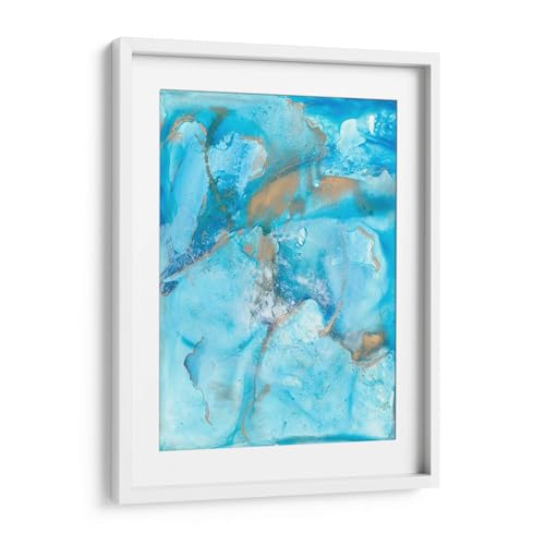 Canvas Lab | Aquarium II by Joyce Combs | 11 x 15 in | Fine Art Framed Print, Frame Color: White, With Mat | Abstract, Nature, Watercolor, Modern, Soft Ethereal and Fluid Abstract - color: Frame Color: White with mat, Aquarium II, size: 15.8"L x 11.8"W