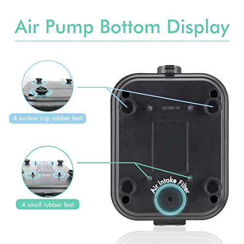 hygger Quiet <30dB Aquarium Air Pump, Adjustable Low Decibel Oxygen Fish Tank Pump 2 Air Outlets Ultra Silent Powerful Aerator Pump with Accessories Max 80GPH/160GPH/255GPH(10W, Up to 600Gallon) - size: 10W, Up to 600Gallon