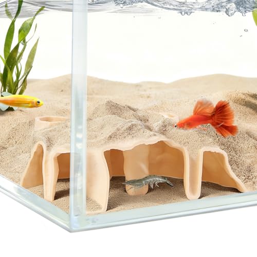 Aquarium Corner Cave, Underground Aquarium Cave Tunnel, Corner Viewing Fish Tank Hideout, Under Gravel Tunnel for Fish and Shrimp (Yellow) - color: Yellow