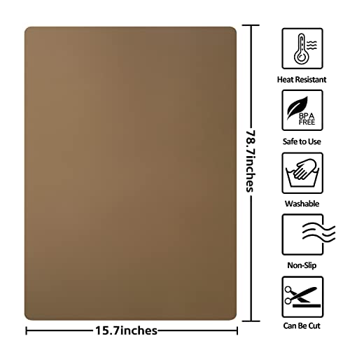 Silicone Mats for Kitchen Counter, Nonslip Silicone Mats for Crafts Countertop Protector Heat Resistant Mat (78.7” x 15.7”, Taupe) - color: Taupe, size: 78.7"L x 15.7"W