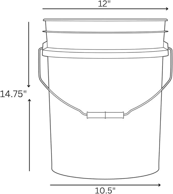 House Naturals 5 Gallon Food Grade Buckets, 3 Color Buckets with Screw on lids - color: Black/Green/Aqua- Black Lids