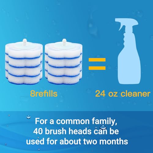 Topo Bear Disposable Toilet Brush Holder Set Toilet Wand (Pack of 2) Toilet Cleaner Scrubber with 24 Refills - size: 2 brushes+24 Refills