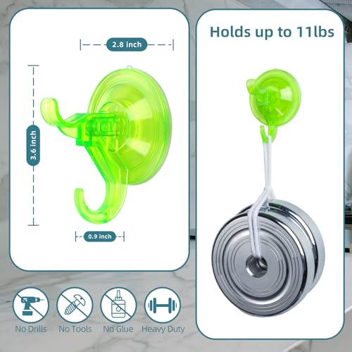 Antimbee 3 Pack Suction Cup Hooks, Clear Suction Cup Hanger, Removable Small Suction Cups for Shower, Bathroom, Glass, Door, Windows, Kitchen-Up to 11 lbs on Smooth Surface (Transparent Green) - color: Transparent Green