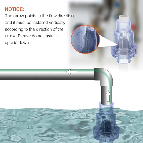 uxcell UPVC Check Valve, 20mm ID Single Union Check Valve Fit 1/2" OD Pipe DN15 Slip Swing No-return Valve for Backflow Prevention, Clear - size: 0.5 Inch