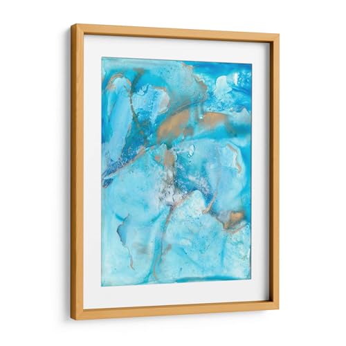 Canvas Lab | Aquarium II by Joyce Combs | 23 x 31 in | Fine Art Framed Print, Frame Color: Natural, With Mat | Abstract, Nature, Watercolor, Modern, Soft Ethereal and Fluid Abstract - color: Frame Color: Natural with mat, Aquarium II, size: 31.5"L x 23.6"
