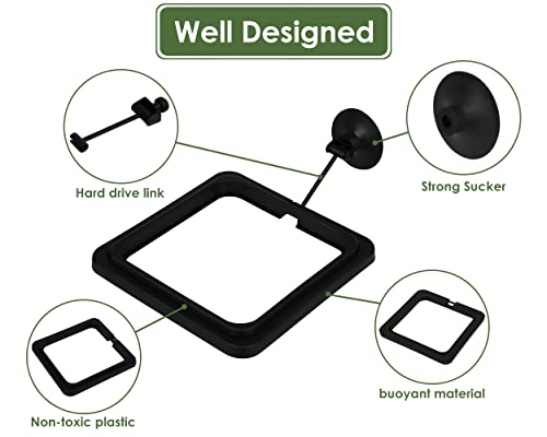 Fish Feeding Ring 2 Pieces Aquarium and Tank Floating Rings Food Feeders with Suction Cup(Black)