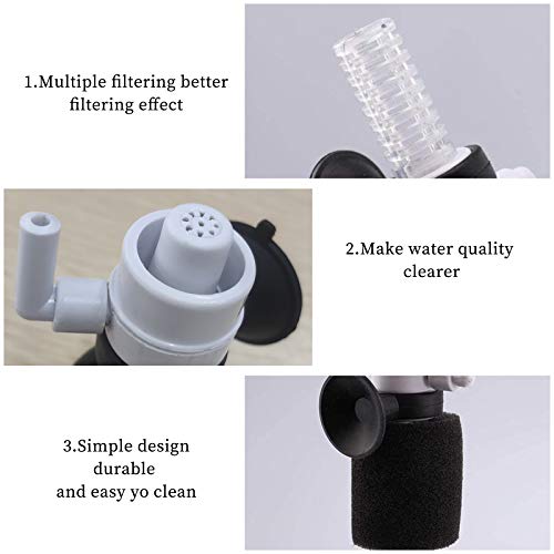 WishLotus Portable Aquarium Filter, Internal Purifier Fish Tank Filter, Mini Multi Layer Power Filter for Fish Tank, Sponge Fish Filter is Suitable for Freshwater and Saltwater Household Tank/Aquarium