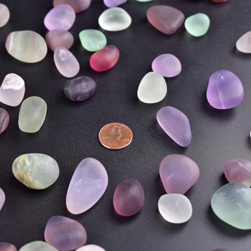 Tumbled Stone Set Fluorite Crystals, Handpicked Tumbled Gemstones Rocks, Pebbles for Reiki, Chakra, Healing, Home Decor 0.6" Inches 7 Ounces - color: Fluorite, size: 0.6"