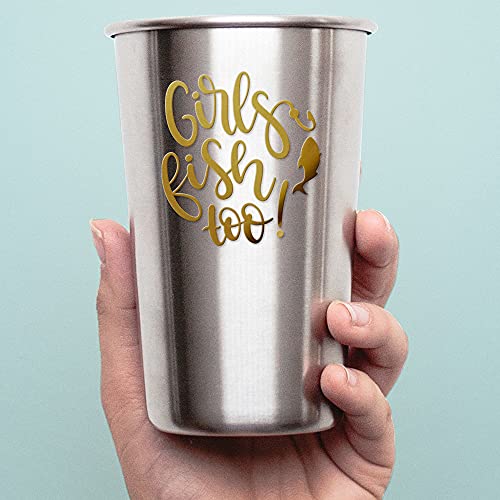 Decal Stickers of Girls Fish Too (Metallic Gold) (Set of 2) Luxury Weatherproof Vinyl Decal Stickers for Laptop Desktop Smartphone Car Dirt Bike Wall Room Mason Jar - BICVER1c33532GOW19Y24 - color: Metallic Gold, size: 4.8'' x 5.2''