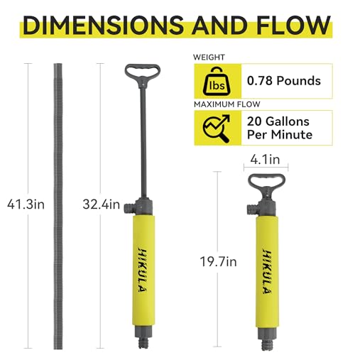Manual Bilge Pump for Boats Kayak Canoe - Portable Siphon Pump, Kayak Bailer with Reversible Hose,Yellow,19Inch - color: Yellow, size: Large