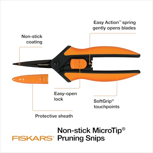 Fiskars 6" Pruning Scissors (2-Pack) for Flowers, Buds, Weeds and Small Plants, Garden Snips with Resin Resistant Nonstick Stainless Steel Blades, Gardening Trimmers with Comfortable Handle - style: Pruning Snips (Non Stick 2 Pack)