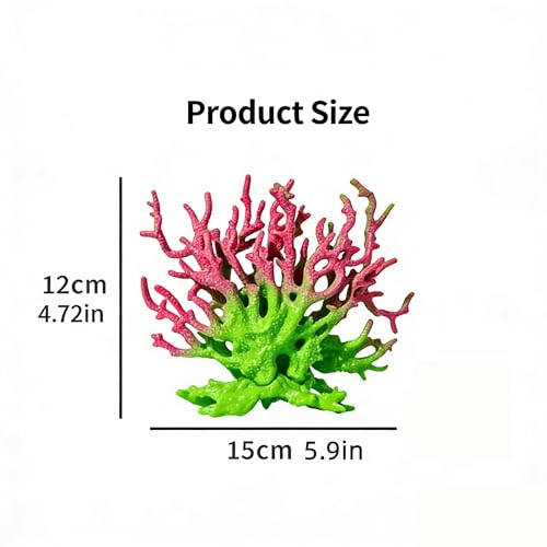 Artificial Coral Aquarium Ornament - PVC Fish Tank Decor for Aquascaping (5.9x5.12x2.17 Inch) - Green&Pink - color: Green&pink