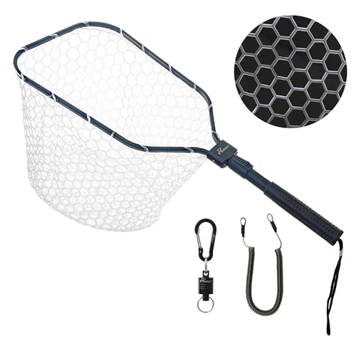 GOODCAT Fly Fishing Net, Bass Trout Landing Net, Folding Fishing Nets Fresh Water, Safe Fish Catching or Releasing, Fly Fishing net Magnetic Release - color: C:Extend Length:24.5"