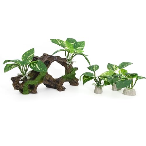 Driftwood Cave Aquarium Decor Silk Aquarium Plants for Betta Fish Tank Accessories Decorations