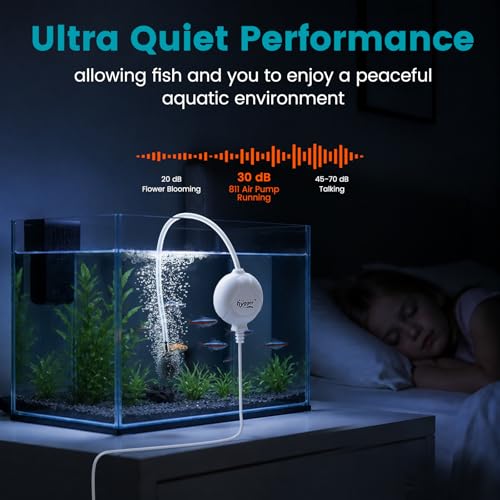 hygger Quiet Aquarium Air Pump 1.5 Watt Energy Saving Mini Oxygen Pump for 1-15 Gallon Fish Tank with Accessories White - color: White