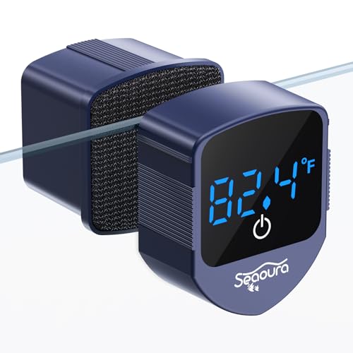 Aquarium Magnetic Cleaner with Thermometer, Fish Aquariums Mini Magnet Brush Only for Glass Tank,Tiny Magnets Clean Floating Cleaning ToolAlgae Scrapers(Blue) - color: Blue