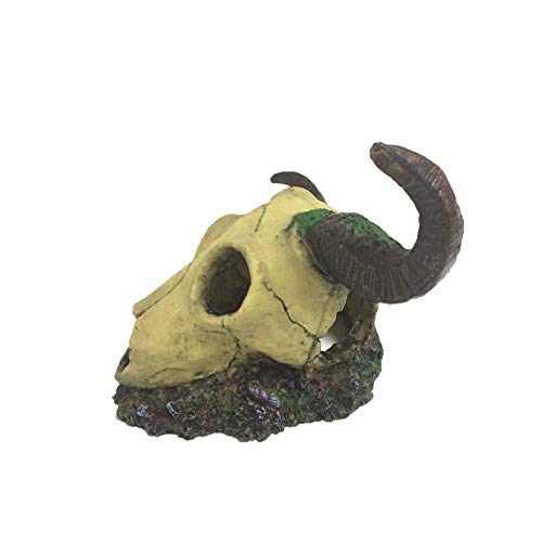 Leoyoubei 6 x 7.5 inch Aquarium Decoration Fish Tank Décor Ornaments Fish Turtle Hidden,Amphibians Bonsai Beautification Cave Landscape Pet Reptile House Sheep Skull Light Brown - color: Brown-sheep Skull
