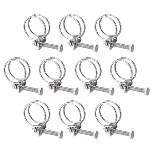 uxcell 10Pcs Double Wire Hose Clamp, 36-40mm Adjustable Stainless Steel Wire Hose Clips with M8 Bolt for Dust Collection Hose, Pump Hose Pipe - size: 36-40mm