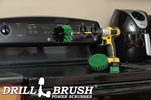 Drill Brush Household Cleaners - Kitchen Cleaning Supplies - Oven Scrub Brush - Stove Top Cleaner Kit - Countertop Cleaning Tools - Sink Pots and Pans Stain Scrubber - Frying Pan Grease Scrubber Kit - color: Green