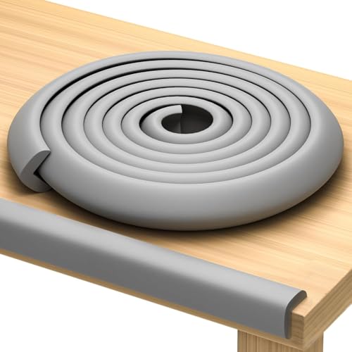 Premium 12ft Edge Protector for Baby, Odorless & Waterproof Foam Cushion with 3M Adhesive Tape, Non-Toxic to Baby Proof Corners and Edges, Wall Corner Protector & Desk Edge Cushion Gray - color: Gray, size: 12ft