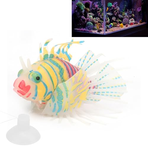 Silicone Simulation Fish Aquarium Sculpture Glowing Lifelike Fish Decoration Fluorescent Suction Cup Ornament for Tank(Pink Orange) - style: Pink Orange