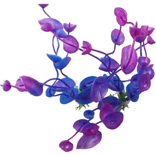 4 Pcs Green Artificial Plastic Plants Fish Tank Plants Fish Aquarium Decoration (Purple) - color: Purple