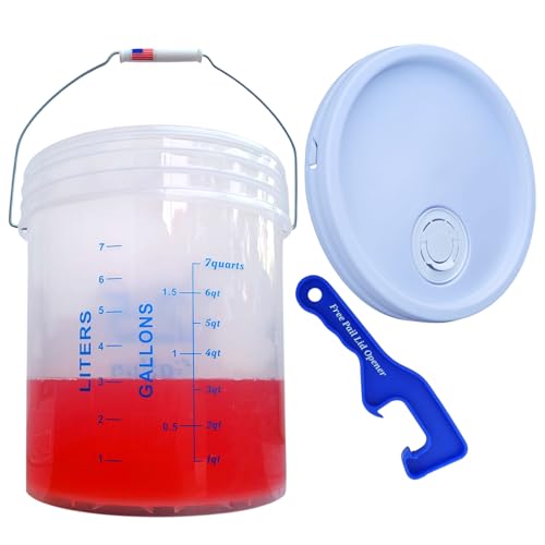 2 Gallon Measuring Graduated Mixing Bucket Pail with Spout Lid & Handle Food Grade Thickened HDPE Leak Proof Heavy Duty Storage Container FDA Compliant Premium Quality Buckets (2 Gallons) - color: Transparent Clear, size: 2 Gallons