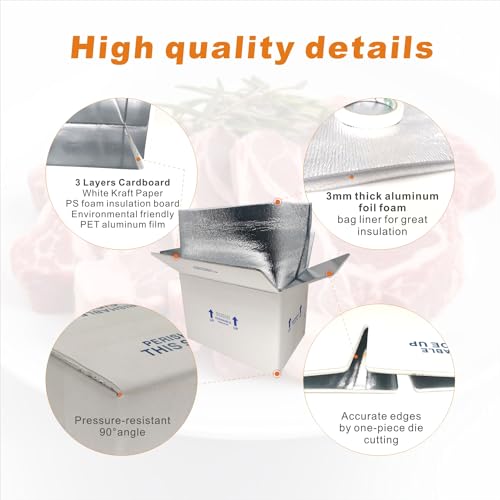 Insulated Shipping Boxes with Liners, 8 Pack 15'' x 10'' x 11'' Small Cold Shipping Boxes, for Perishable Frozen Food Shipping, White (TB151011L-8) - size: 15x10x11'', style: 8 Pack